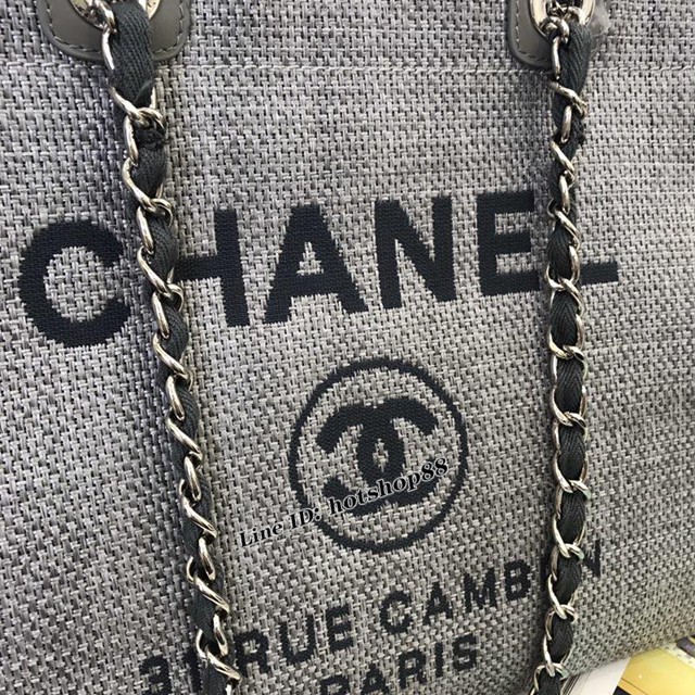 CHANEL女包 最新牛仔購物袋沙灘包 原單對版正品 經典新配色 對版刺繡LOGO 香奈兒手提袋 chanel單肩包 djc1605